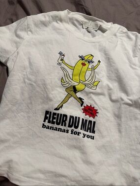Fleur du Mal White Kids Tee with Yellow Banana Character Graphic